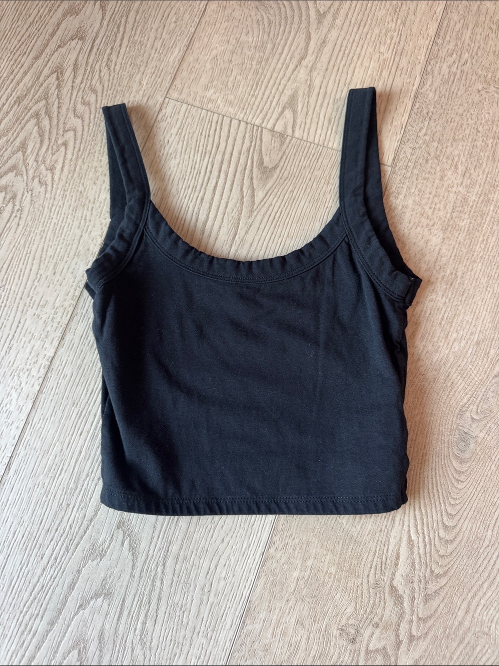 Black Women's Tank Crop Top - Classic Scoop Neck